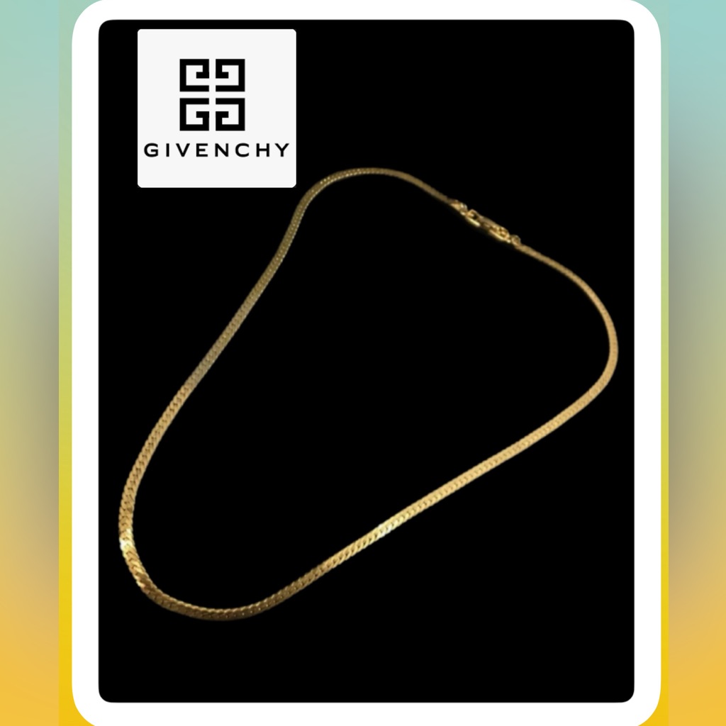 Givenchy Gold Tone Flat Chain Necklace